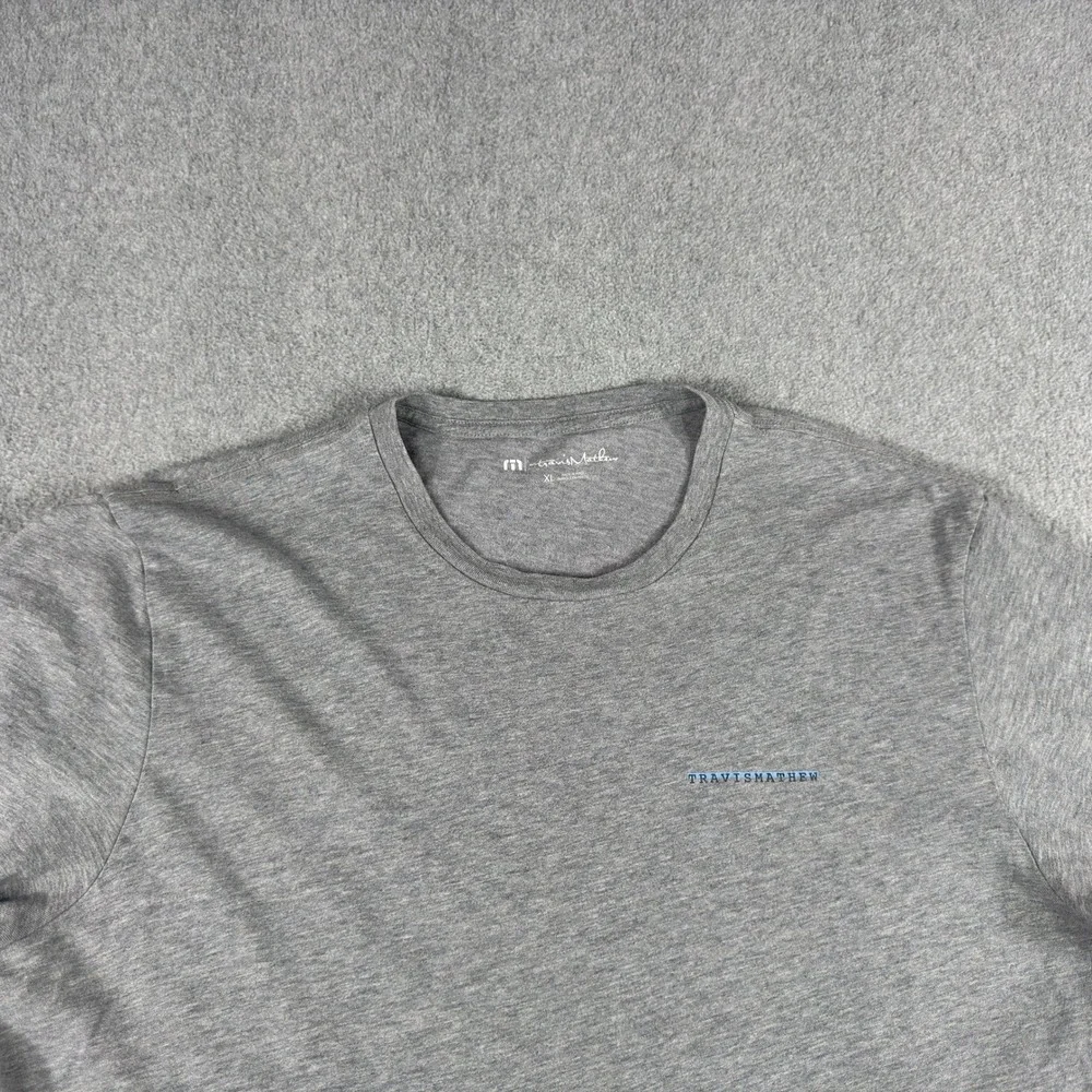 TRAVIS MATHEW Shirt Mens XL Gray Blue Mackinac Michigan Short Sleeve - Picture 2 of 6